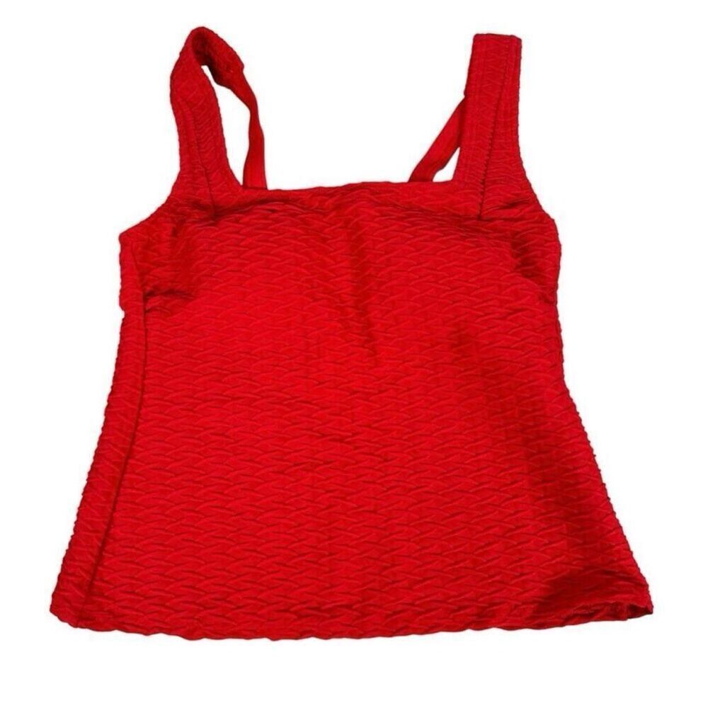 Lands End Womens Small Textured Square Neck Tankini Swimsuit Top